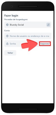 Bluesky esqueci minha senha