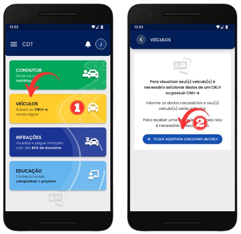 Como adicionar veículos na Carteira Digital de Trânsito