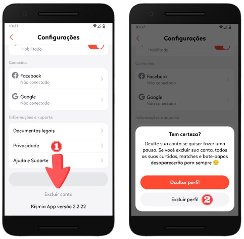 Como deletar conta do Kismia no celular