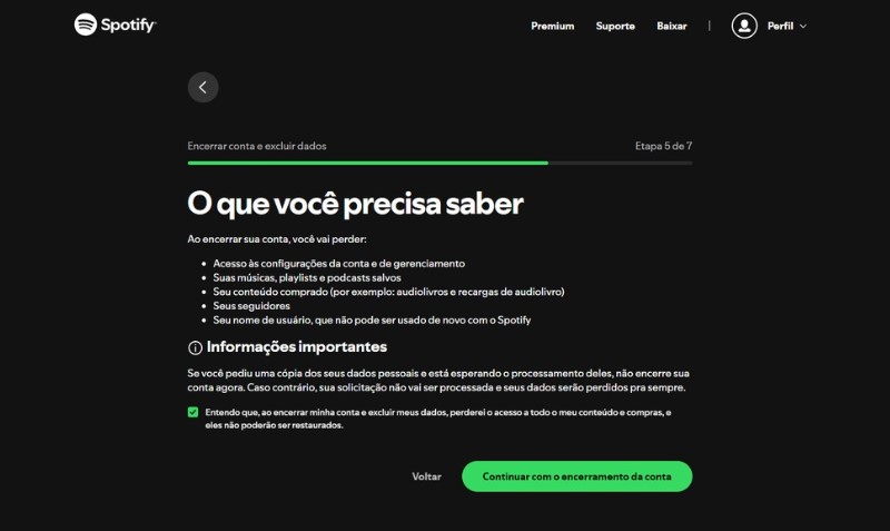 Como encerrar conta Spotify