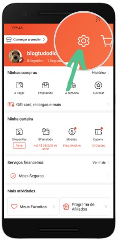 Como excluir conta da Shopee