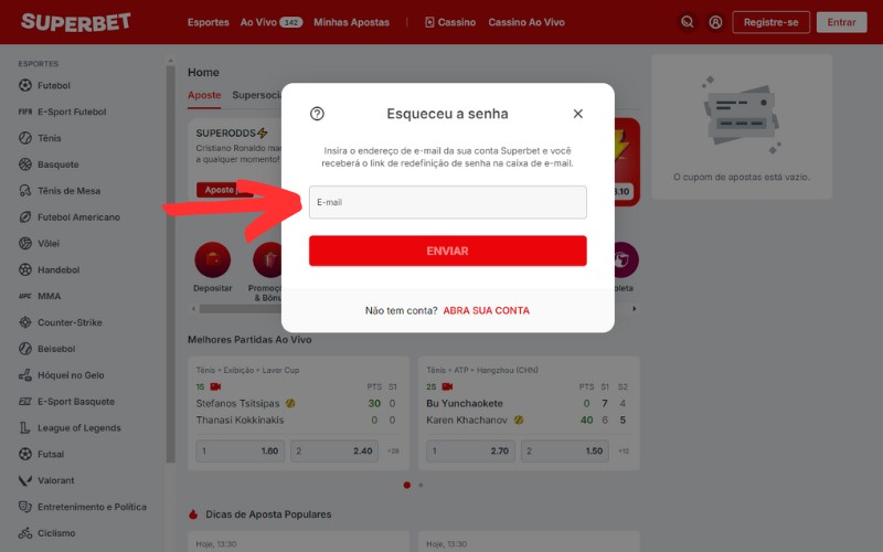 Como recuperar conta SuperBet