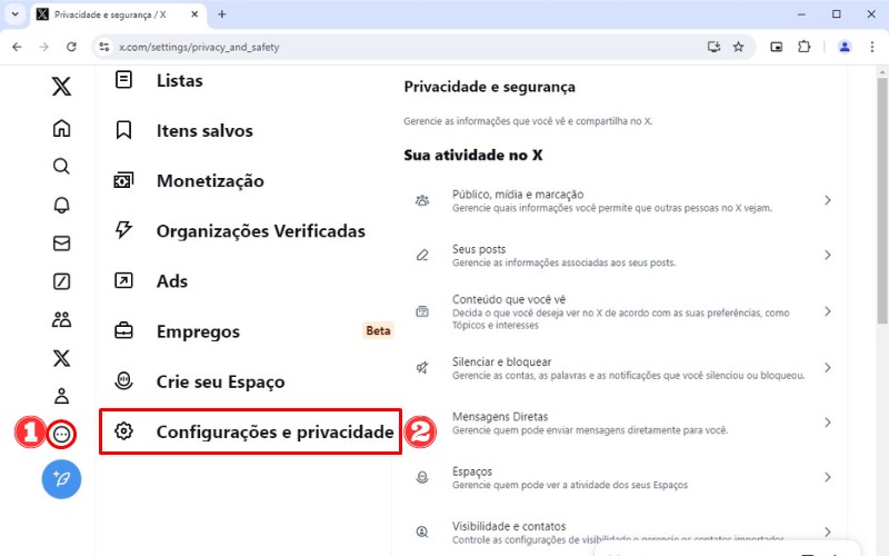 Como silenciar palavras no Twitter X no computador