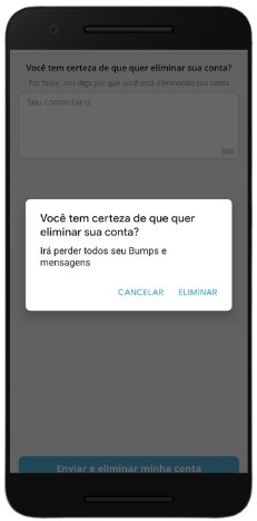 Deletar conta Bumpy App no celular