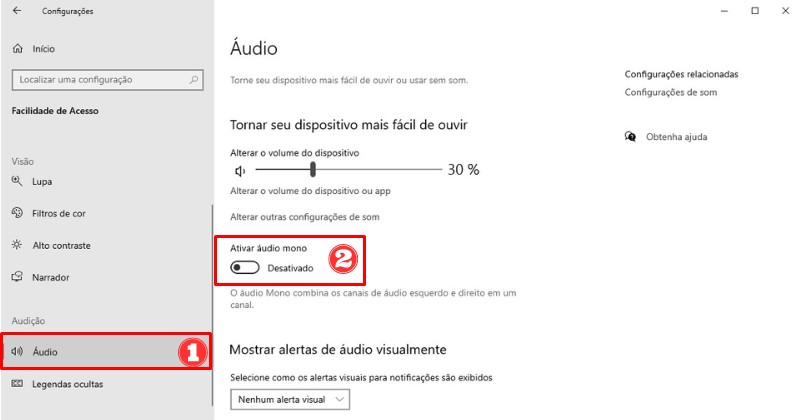 Fone só funciona de um lado Windows